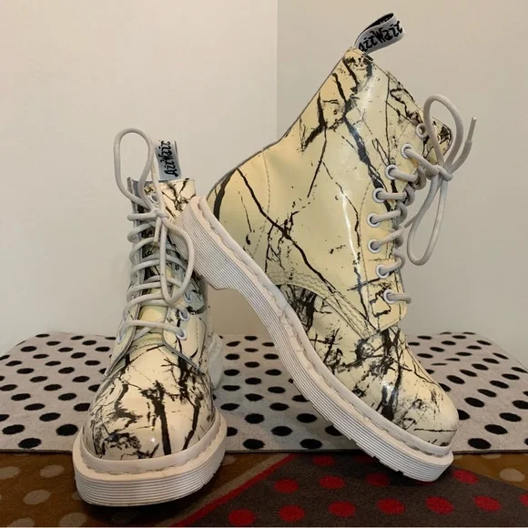 Dr Martens Pascal Marble Leather Boots - Picture 1 of 11
